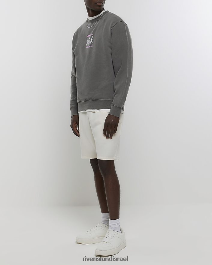 לבוש River Island סווטשירט גרפי בכושר רגיל שטוף שחור גברים BDZ4082881