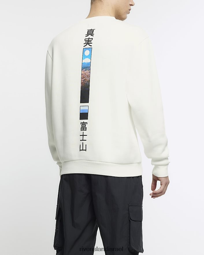 לבוש River Island סווטשירט יפני בכושר רגיל אקרו גברים BDZ4082884