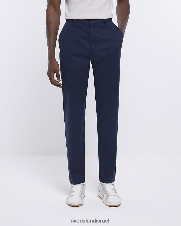 לבוש River Island מכנסי צ'ינו קז'ואל בגזרה דקיקה חיל הים גברים BDZ4082897
