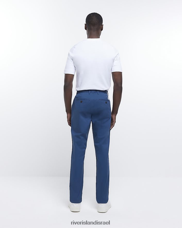 לבוש River Island מכנסי צ'ינו קז'ואל בגזרה דקיקה כְּחוֹל גברים BDZ4082899