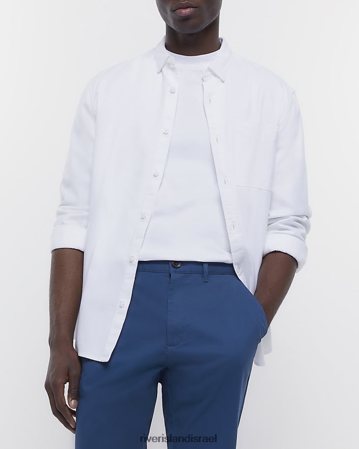 לבוש River Island מכנסי צ'ינו קז'ואל בגזרה דקיקה כְּחוֹל גברים BDZ4082899