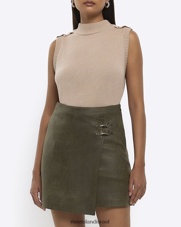 לבוש River Island חצאית מיני אבזם עור מלאכותי חָקִי נשים BDZ40829