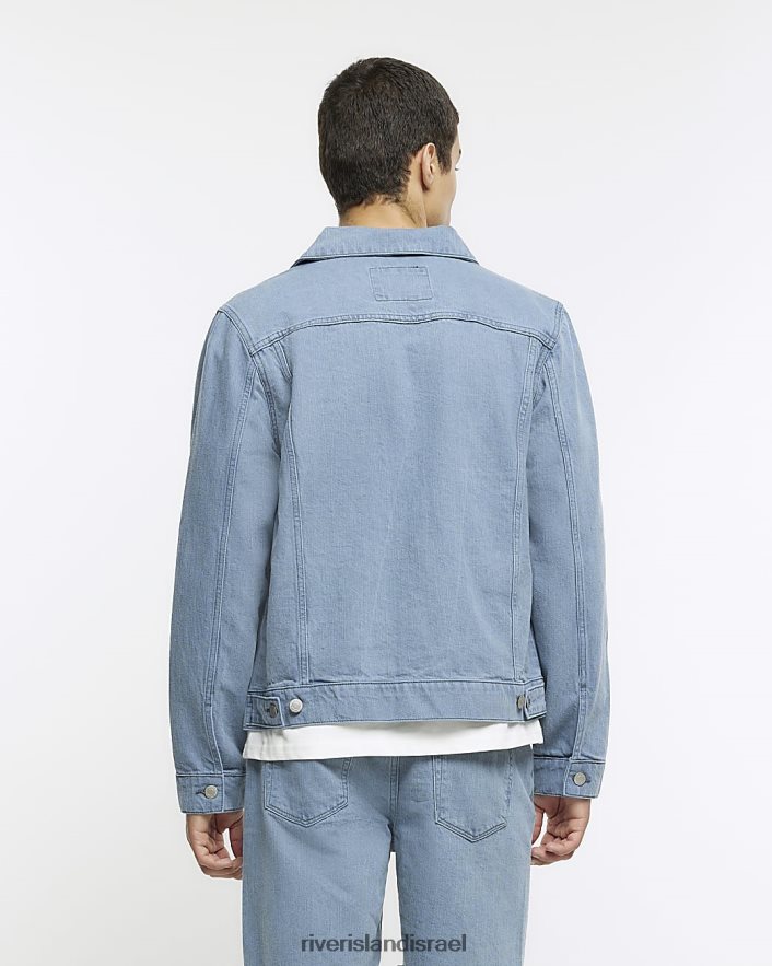 לבוש River Island ז'קט ג'ינס בכושר רגיל כְּחוֹל גברים BDZ4082903