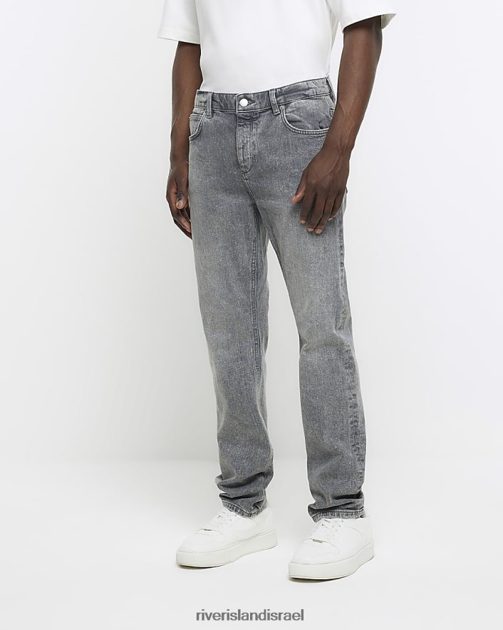 לבוש River Island ג'ינס דהוי בגזרה דקיקה אפור גברים BDZ4082905