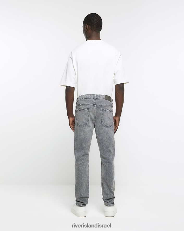 לבוש River Island ג'ינס דהוי בגזרה דקיקה אפור גברים BDZ4082905