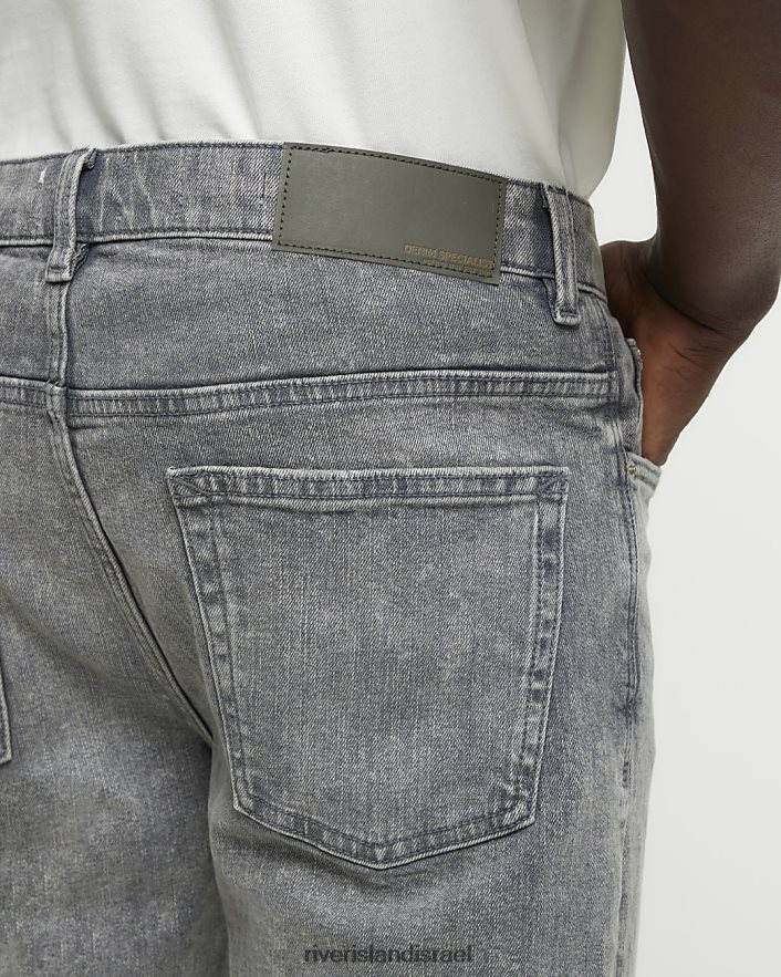 לבוש River Island ג'ינס דהוי בגזרה דקיקה אפור גברים BDZ4082905