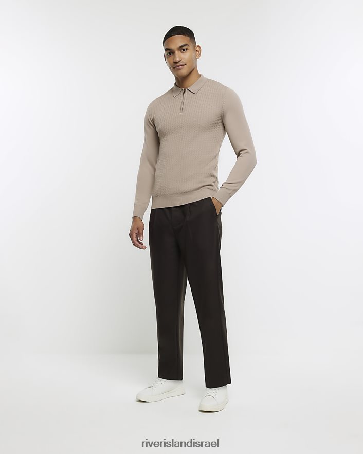 לבוש River Island פולו סריג כבל שרירים אֶבֶן גברים BDZ4082911