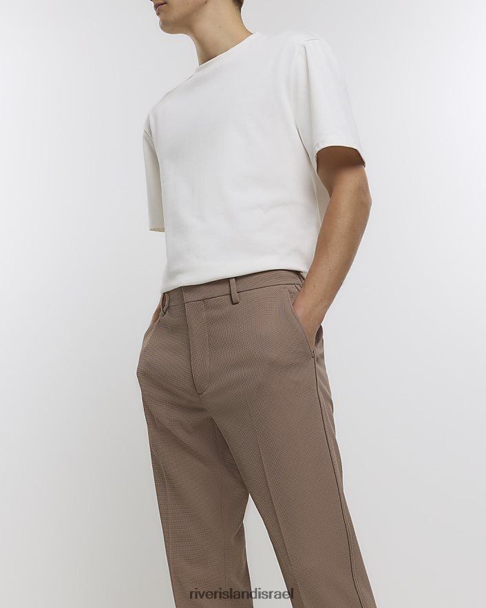 לבוש River Island מכנסי וופל חכמים בגזרה דקיקה בז' גברים BDZ4082918