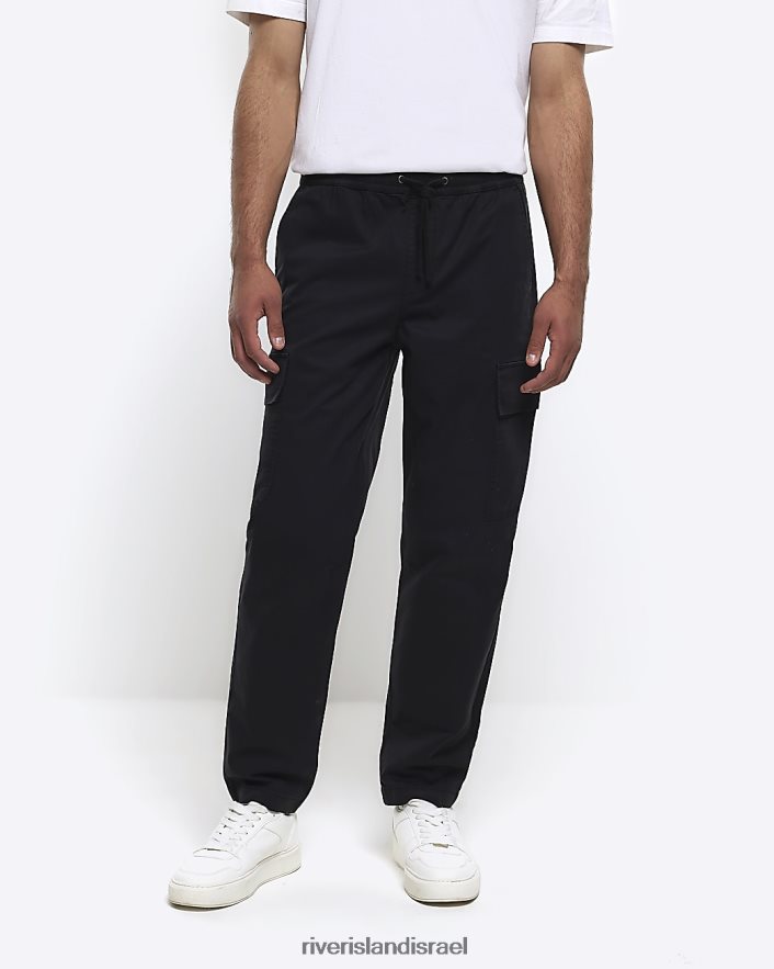 לבוש River Island מכנסי מטען שימושי בגזרה דקיקה שָׁחוֹר גברים BDZ4082921