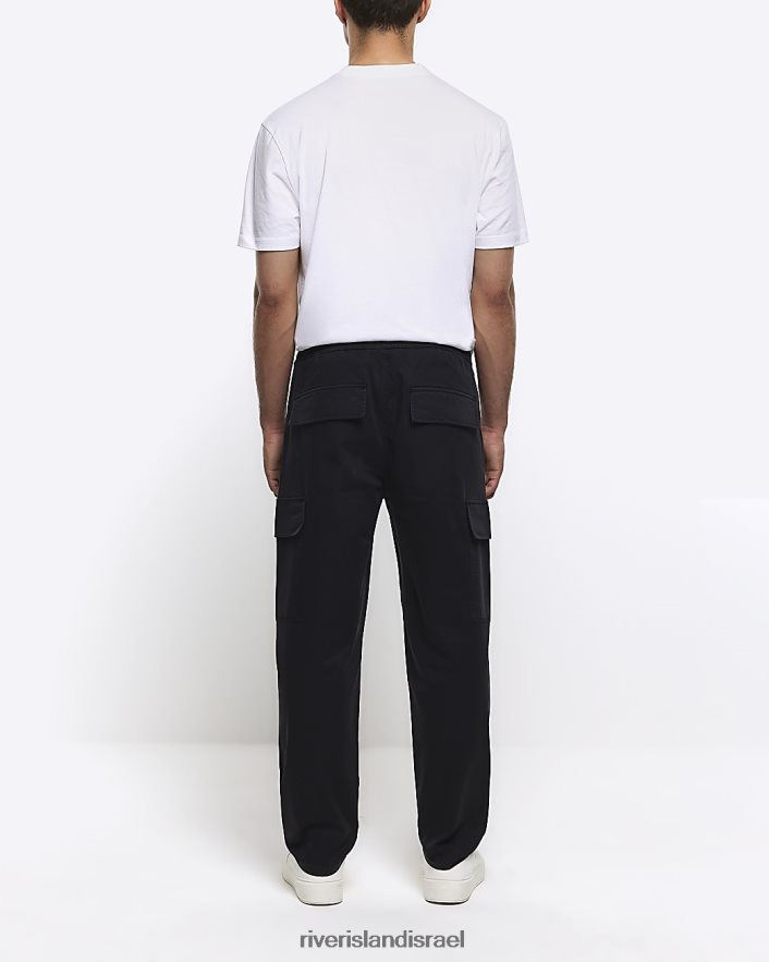 לבוש River Island מכנסי מטען שימושי בגזרה דקיקה שָׁחוֹר גברים BDZ4082921