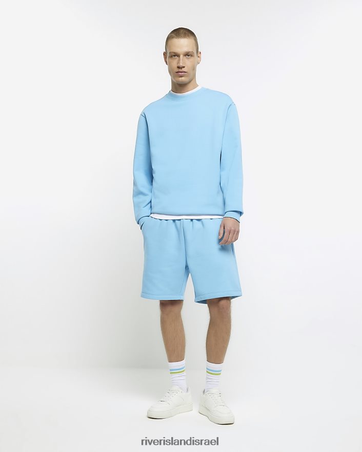 לבוש River Island סווטשירט עם שרוול ארוך בכושר רגיל כְּחוֹל גברים BDZ4082924