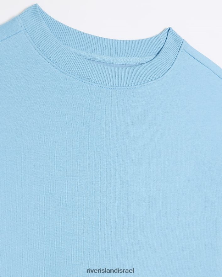 לבוש River Island סווטשירט עם שרוול ארוך בכושר רגיל כְּחוֹל גברים BDZ4082924