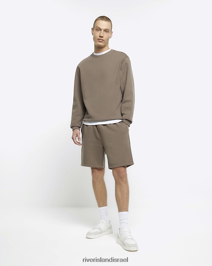 לבוש River Island סווטשירט עם שרוול ארוך בכושר רגיל אֶבֶן גברים BDZ4082925