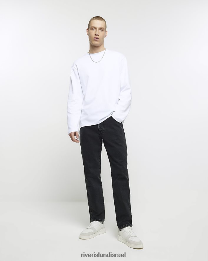 לבוש River Island ג'ינס בגזרה מחודדת שָׁחוֹר גברים BDZ4082927