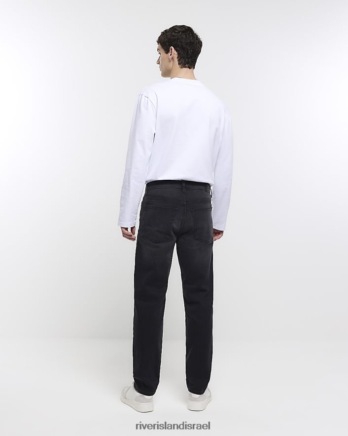 לבוש River Island ג'ינס בגזרה מחודדת שָׁחוֹר גברים BDZ4082928
