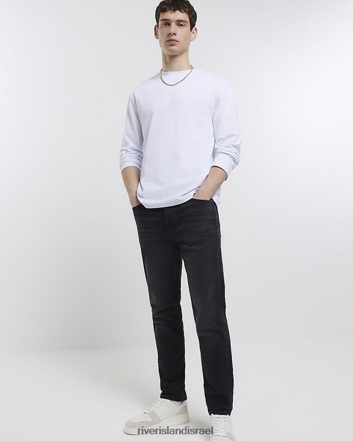 לבוש River Island ג'ינס בגזרה מחודדת שָׁחוֹר גברים BDZ4082928