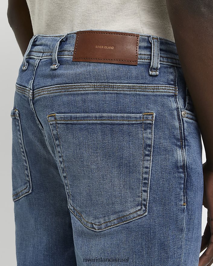 לבוש River Island ג'ינס בגזרה מחודדת כְּחוֹל גברים BDZ4082931