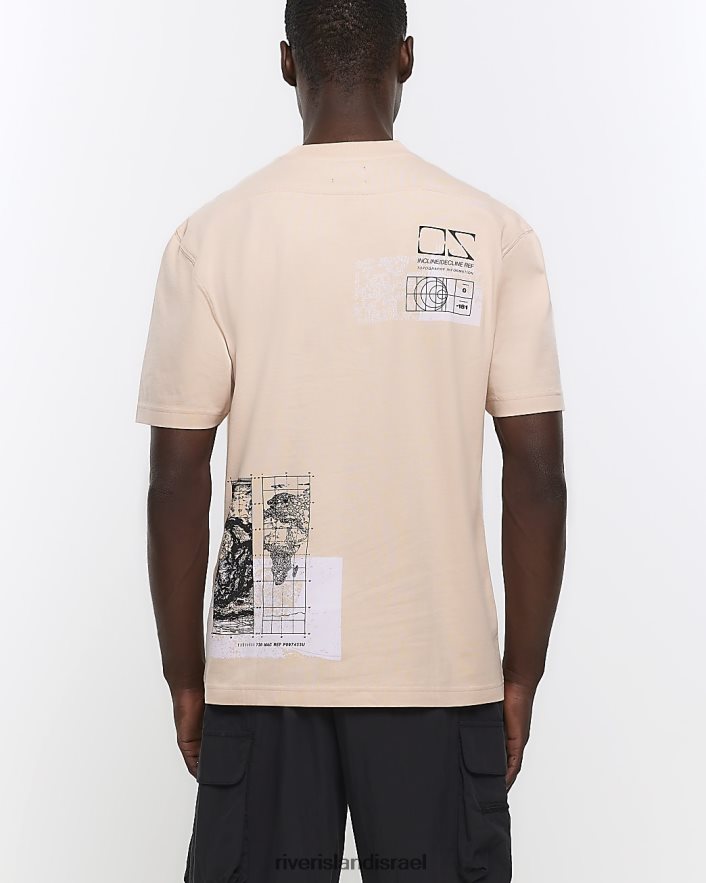 לבוש River Island חולצה גרפית בכושר רגיל וָרוֹד גברים BDZ4082933