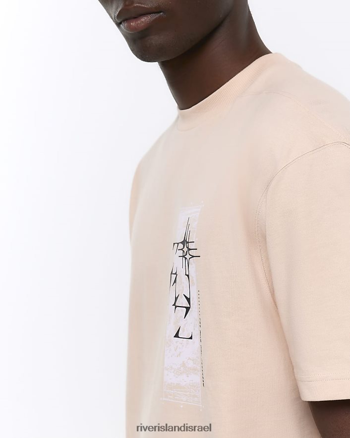 לבוש River Island חולצה גרפית בכושר רגיל וָרוֹד גברים BDZ4082933