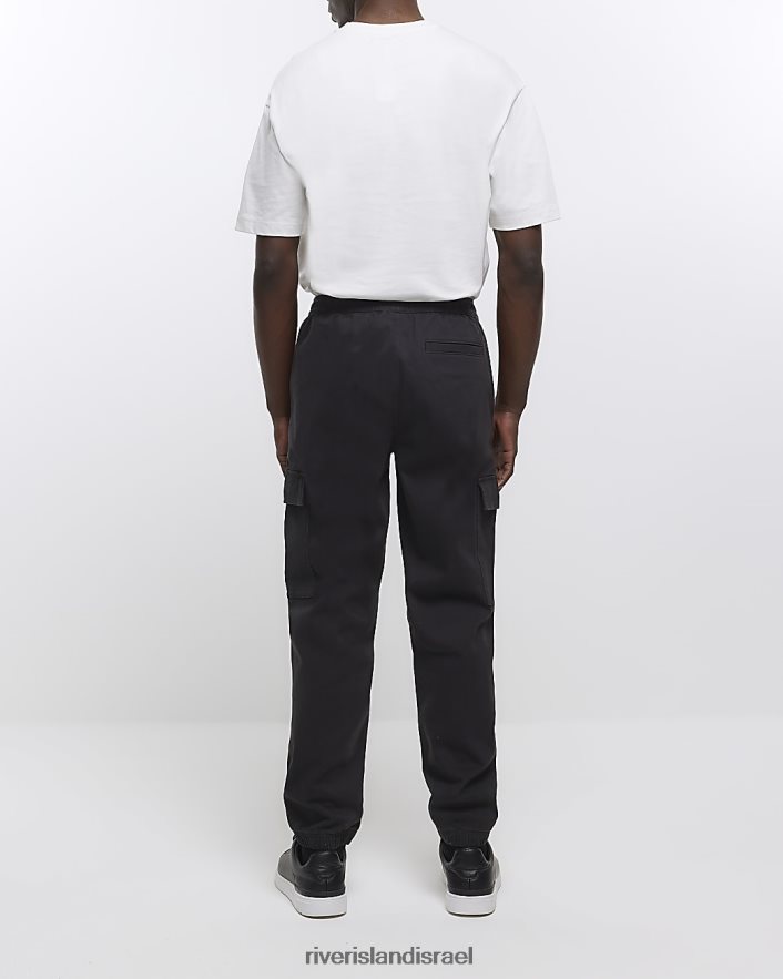 לבוש River Island מכנסי מטען עם חפתים בגזרה דקיקה שָׁחוֹר גברים BDZ4082937
