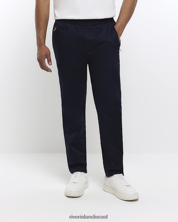 לבוש River Island משיכה חכמה בגזרת צ'ינו בכושר דק חיל הים גברים BDZ4082941