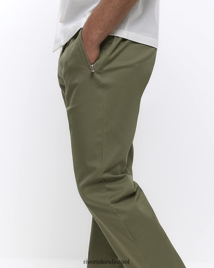 לבוש River Island משיכה חכמה בגזרת צ'ינו בכושר דק חָקִי גברים BDZ4082942