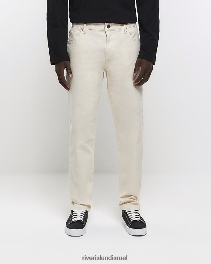 לבוש River Island מכנסי צ'ינו בעלי מרקם דק בגזרה אקרו גברים BDZ4082948