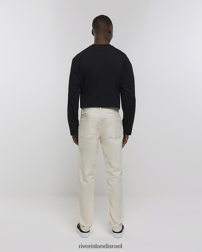 לבוש River Island מכנסי צ'ינו בעלי מרקם דק בגזרה אקרו גברים BDZ4082948