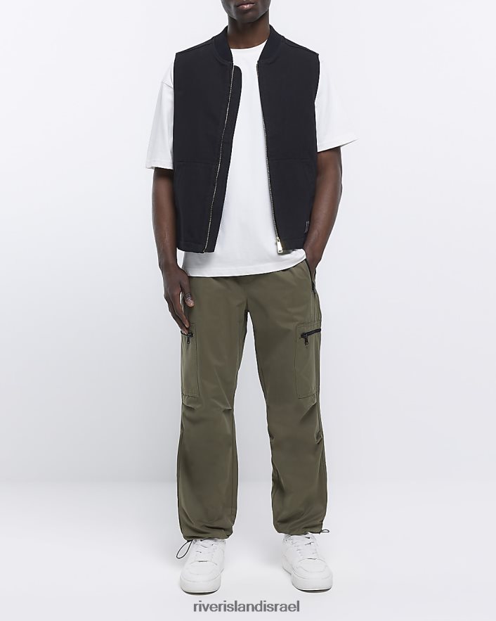 לבוש River Island מכנסי מטען עם רוכסן בהתאמה רגילה חָקִי גברים BDZ4082955