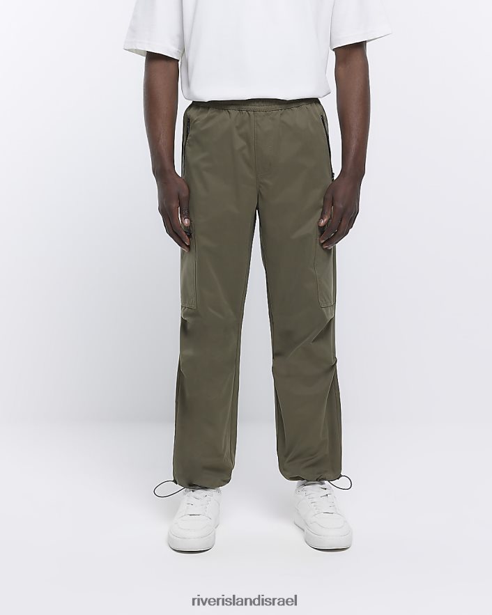לבוש River Island מכנסי מטען עם רוכסן בהתאמה רגילה חָקִי גברים BDZ4082955