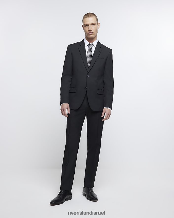 לבוש River Island ז'קט חליפת אריג בגזרה רגילה שָׁחוֹר גברים BDZ4082959