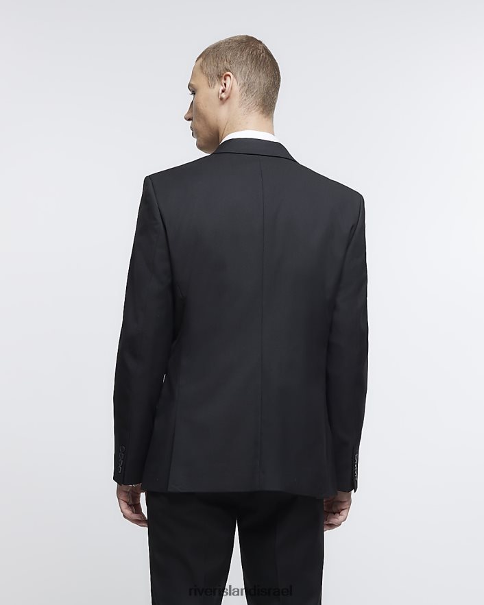לבוש River Island ז'קט חליפת אריג בגזרה רגילה שָׁחוֹר גברים BDZ4082959