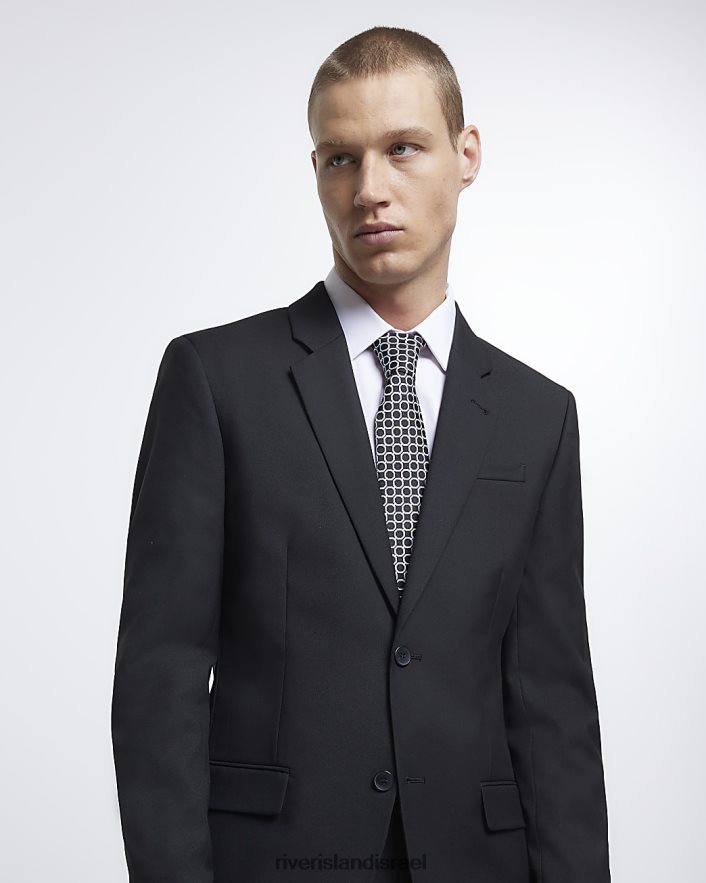 לבוש River Island ז'קט חליפת אריג בגזרה רגילה שָׁחוֹר גברים BDZ4082959