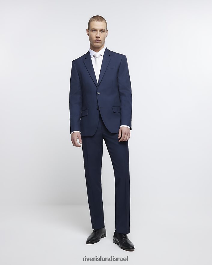 לבוש River Island ז'קט חליפת אריג בגזרה רגילה חיל הים גברים BDZ4082961