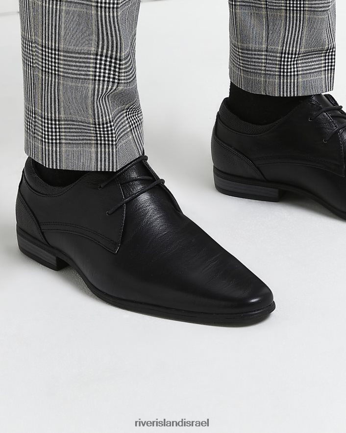 הַנעָלָה River Island נעלי דרבי דמוי עור בגזרה רחבה שָׁחוֹר גברים BDZ4082977