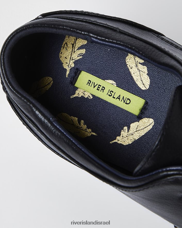 הַנעָלָה River Island נעלי דרבי דמוי עור בגזרה רחבה שָׁחוֹר גברים BDZ4082977