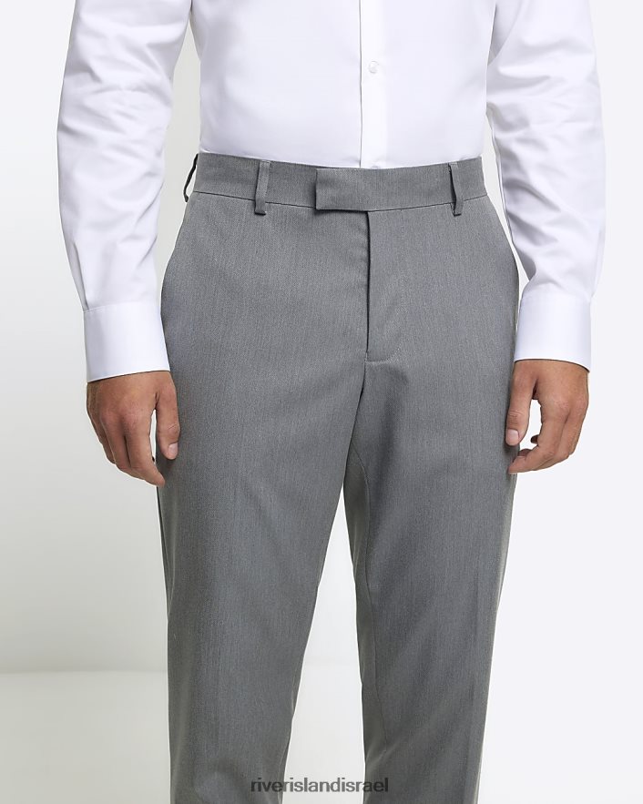 לבוש River Island מכנסיים חליפת אריג בגזרה דקיקה אפור גברים BDZ4082988