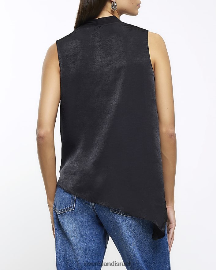 לבוש River Island גופייה עטופה בווילונות שָׁחוֹר נשים BDZ408298