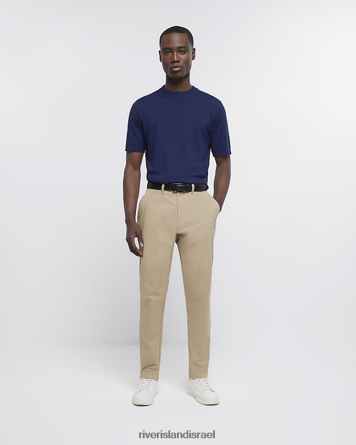 לבוש River Island חולצת טריקו סרוגה בגזרה דקיקה חיל הים גברים BDZ4083002