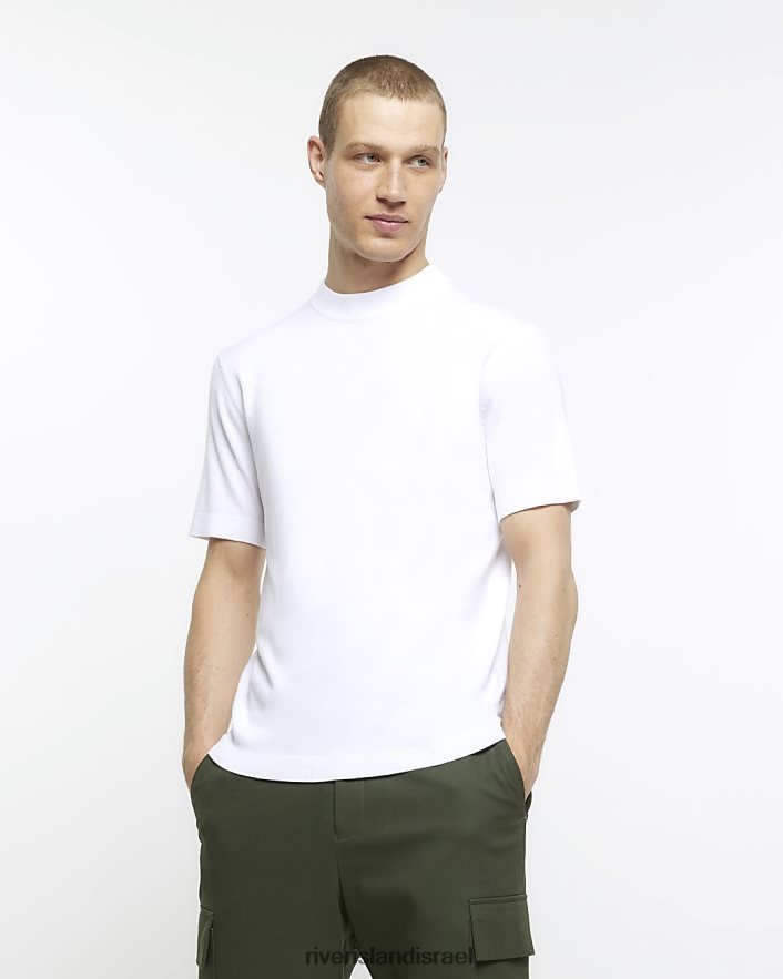 לבוש River Island חולצת טריקו בגזרה דקיקה לבן גברים BDZ4083003