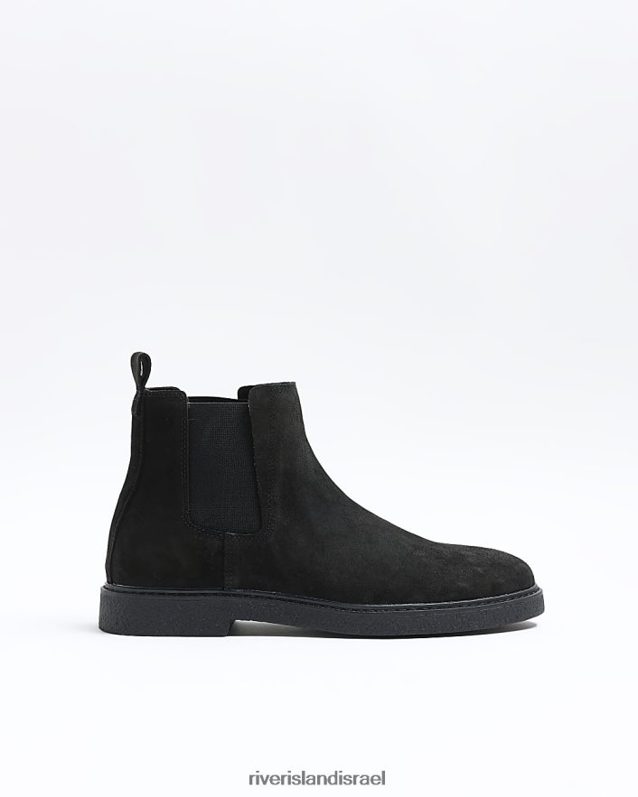 הַנעָלָה River Island מגפי זמש של צ'לסי שָׁחוֹר גברים BDZ4083010