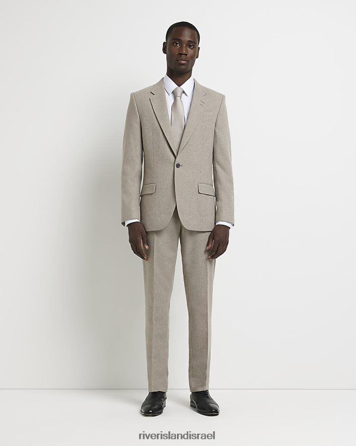 לבוש River Island ז'קט חליפת פלנל בגזרה דקיקה בז' גברים BDZ4083024