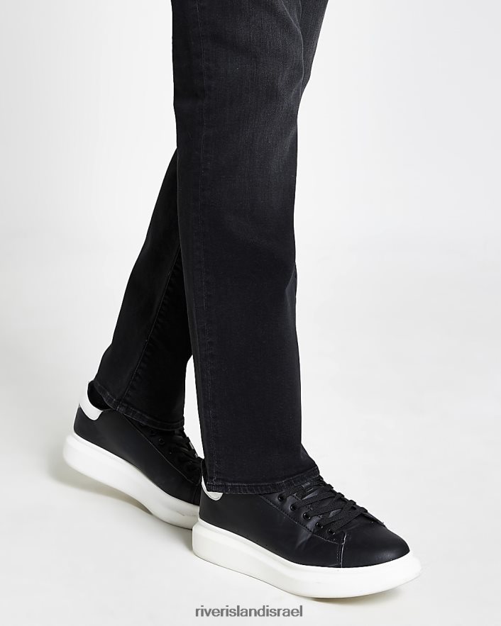לבוש River Island מכנסי ג'ינס בהתאמה לנעליים שטוף שחור גברים BDZ4083033
