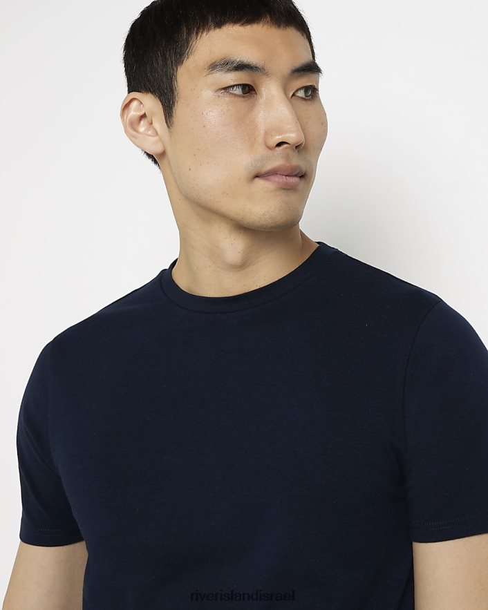 לבוש River Island חולצת טריקו בכושר שריר חיל הים גברים BDZ4083038