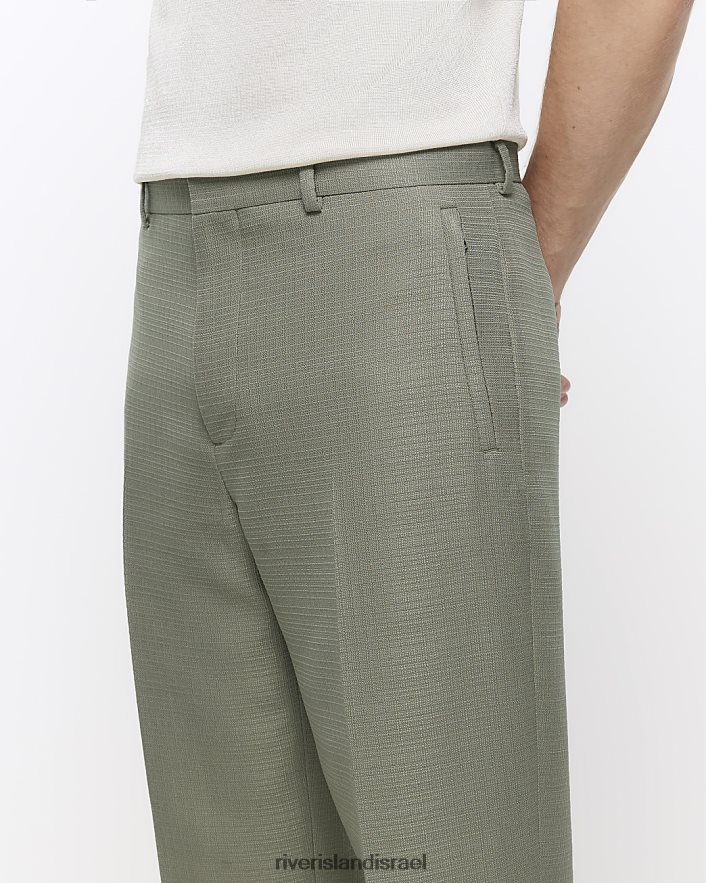 לבוש River Island מכנסיים בעלי מרקם מחודד ירוק ליים גברים BDZ4083044
