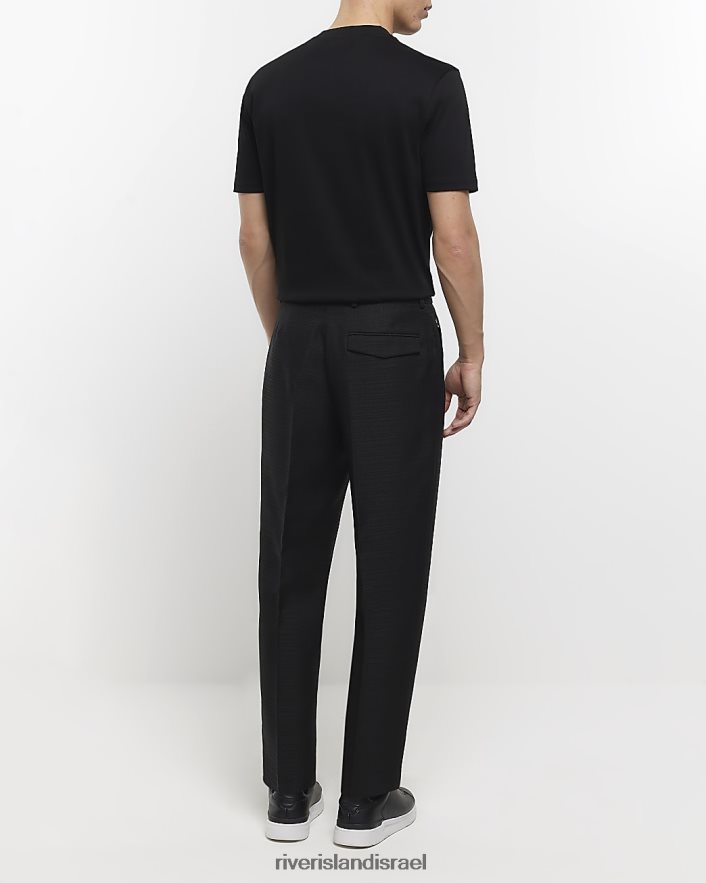 לבוש River Island מכנסיים בעלי מרקם מחודד שָׁחוֹר גברים BDZ4083045