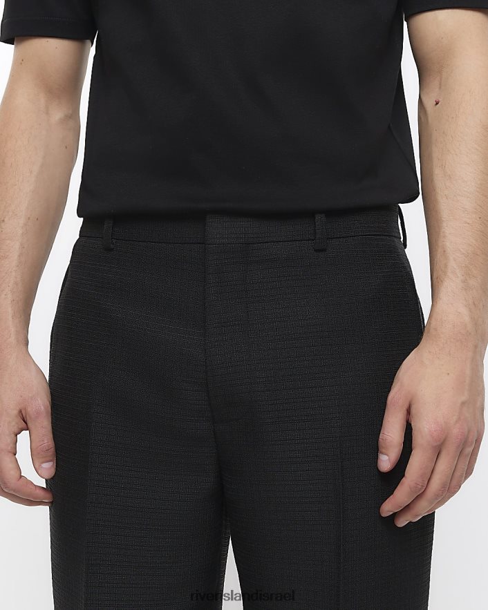 לבוש River Island מכנסיים בעלי מרקם מחודד שָׁחוֹר גברים BDZ4083045
