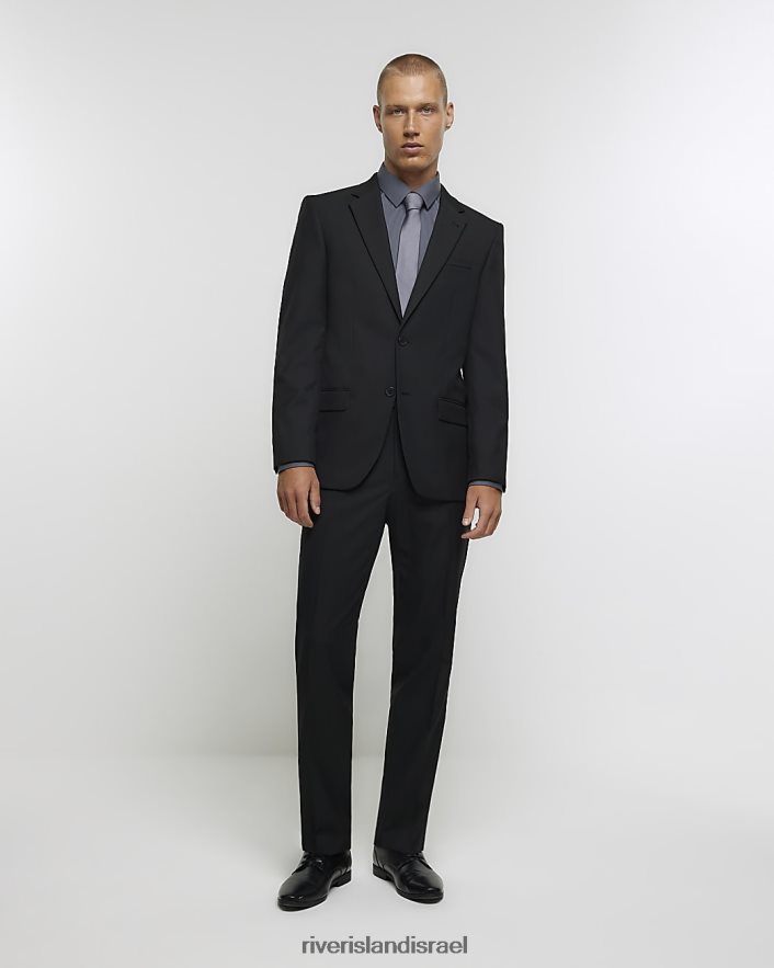 לבוש River Island ז'קט חליפת אריג בגזרה דקיקה שָׁחוֹר גברים BDZ4083048