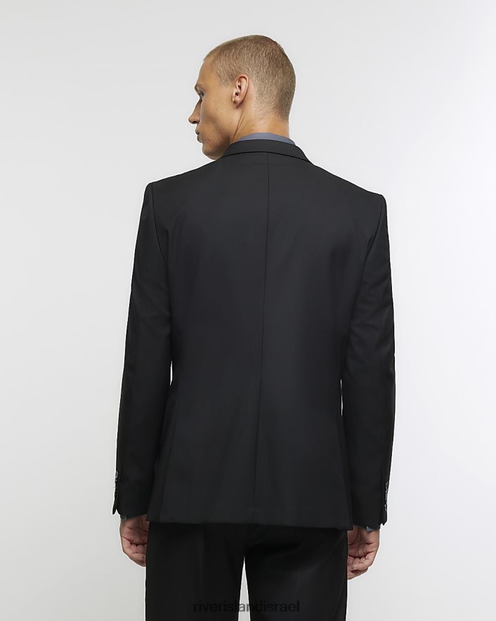 לבוש River Island ז'קט חליפת אריג בגזרה דקיקה שָׁחוֹר גברים BDZ4083048