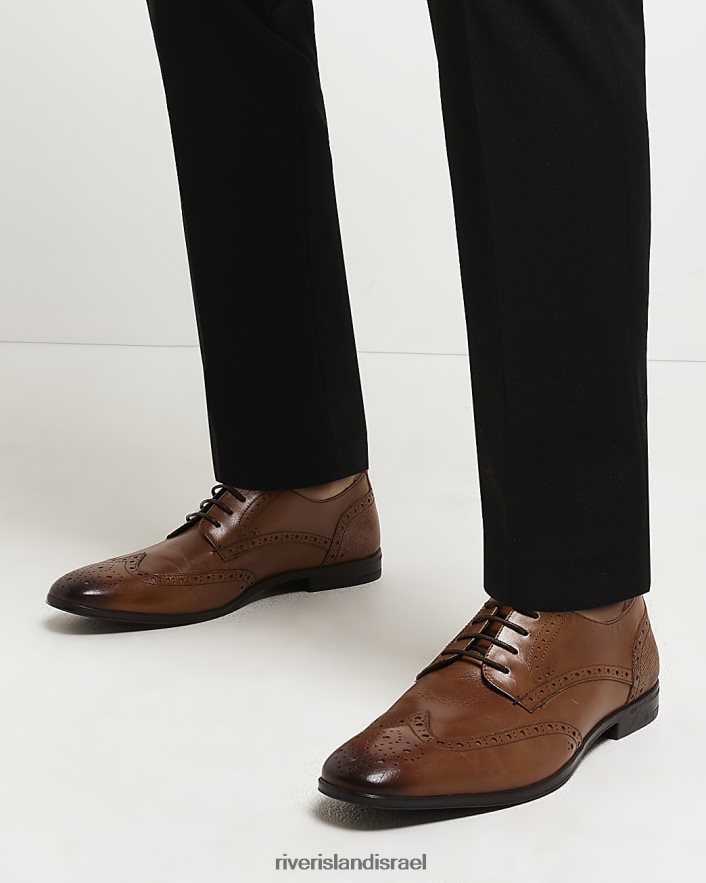 הַנעָלָה River Island נעלי דרבי שרוכים מעור חום גברים BDZ4083051